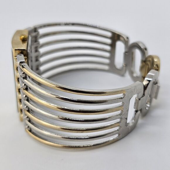 Geneva Watch Women 40MM Gold Dial Gold Gray Tone Bracelet Band 7.5" New Battery - Picture 10 of 15